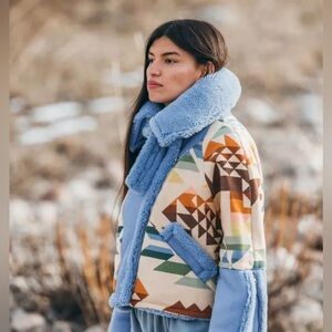 Blue Geometric Patterned Women's Jacket